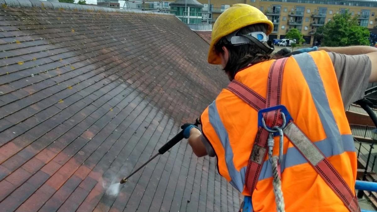 roof and gutters pressure washing